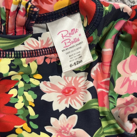 Ruffle Butts Floral Swimsuit with Pink and Green - Picture 2 of 3